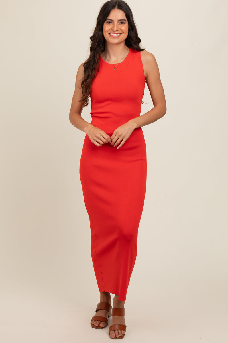 Maternity Ribbed Bodycon Maxi Dress- Burgundy main image 0