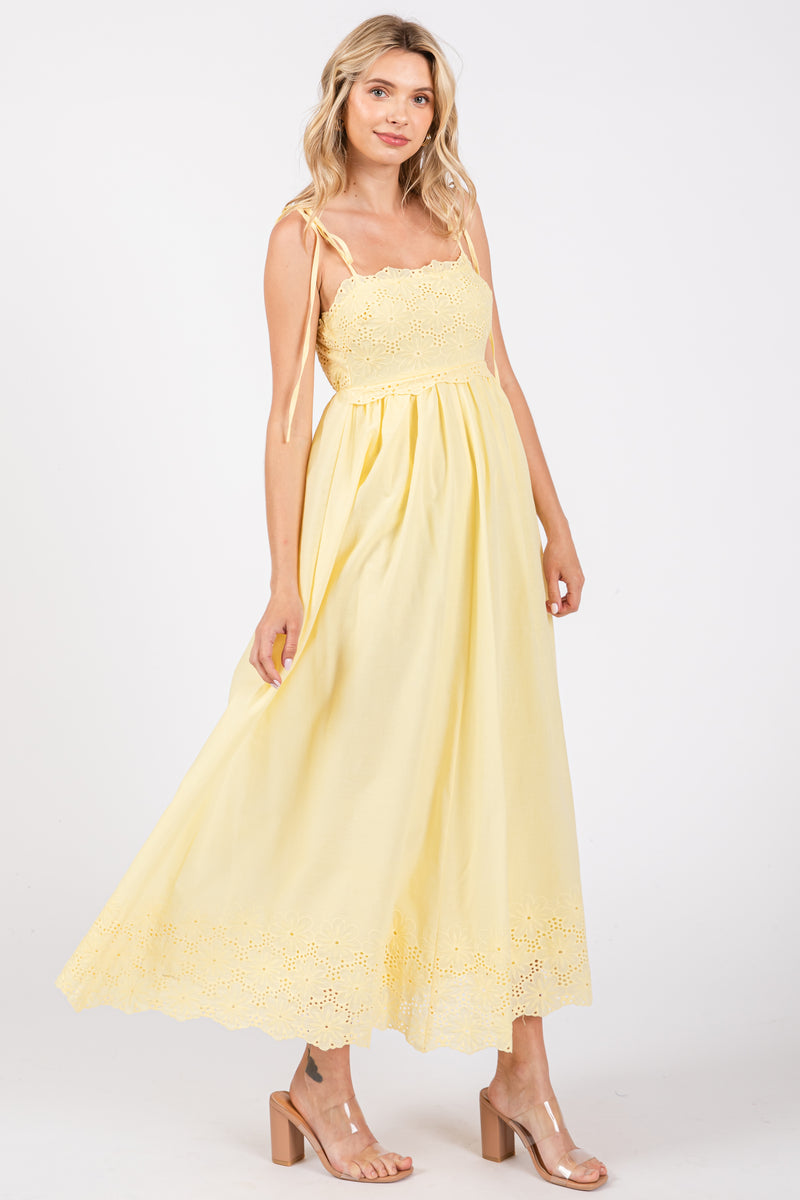 Tie Strap Dress Yellow Floral