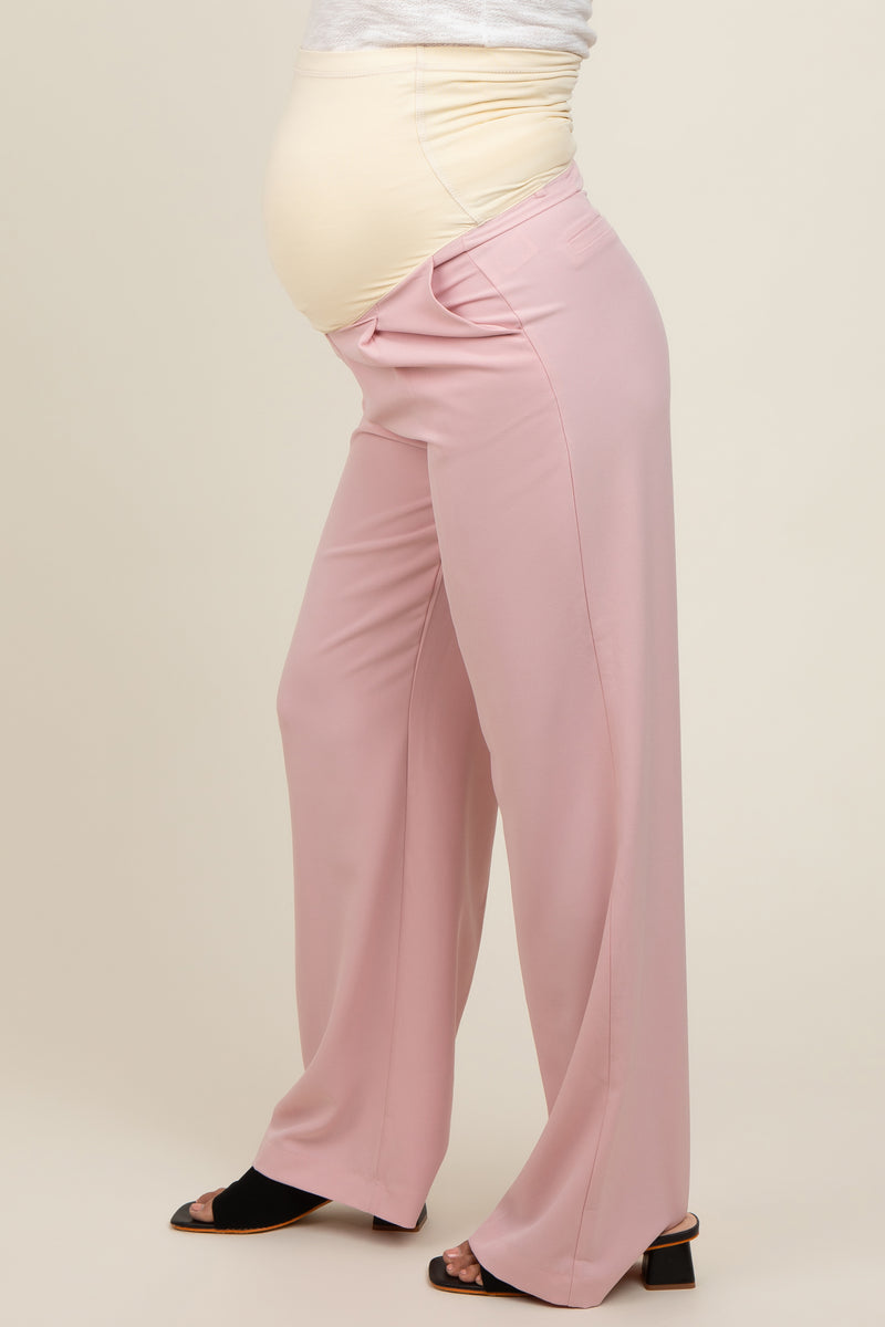 Maternity Cotton Palazzo Pants- Pink