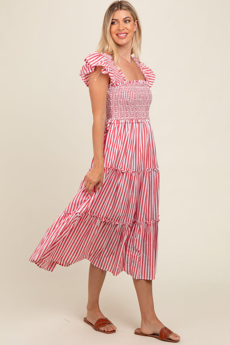 Red/Pink Striped Midi Dress main image 0