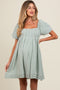 Light Olive Puff Sleeve Layered Hem Maternity Dress