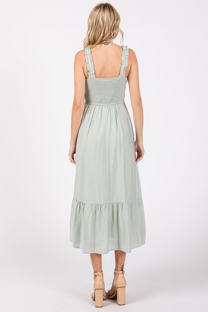 Bouclé Off-Shoulder Maxi Dress in Mint main image 0