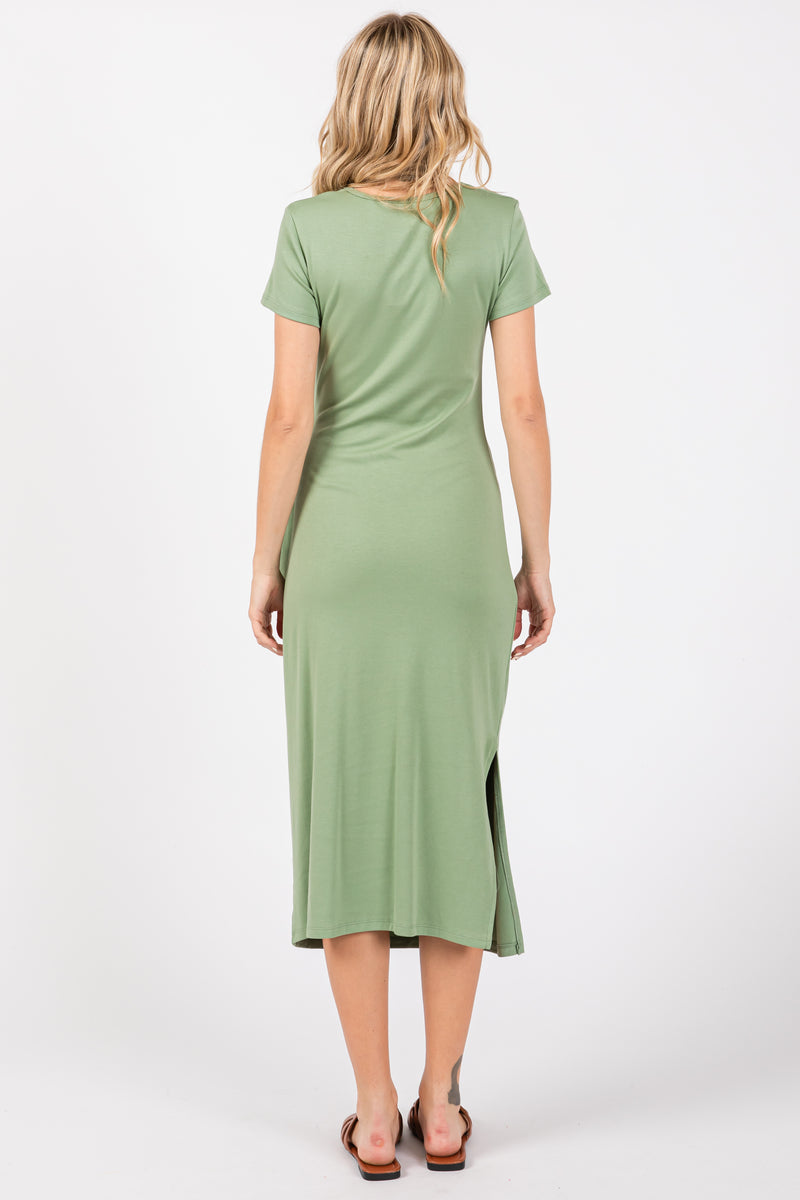 Green Midi Tie Dress Aureum