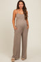 Mocha Wide Leg Maternity Jumpsuit