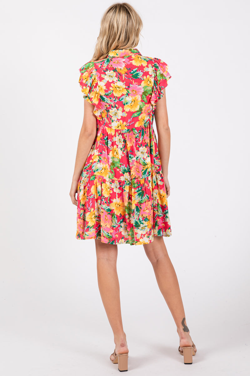 Mittoshop Multi Color Flower Print Babydoll Dress