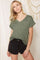 Olive V-Neck Pocket Short Sleeve Shirt