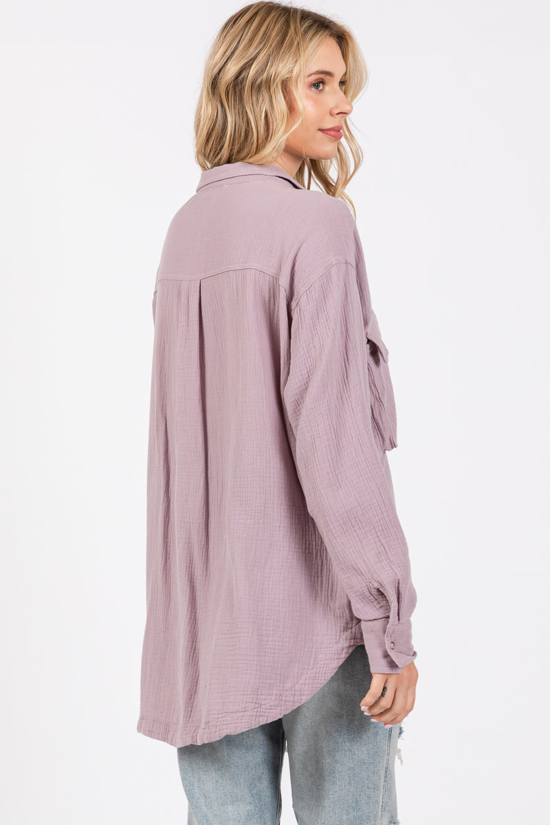 Taffy Color Block Gauze Button Down main image 1