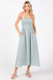 Light Olive Smocked Cotton Gauze Midi Dress