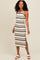 Ivory Striped Sleeveless Midi Dress