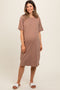 Mocha Oversized Round Neck T-Shirt Maternity Dress