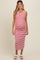 Red Sleeveless Round Neck Striped Rib Sweater Maternity Midi Dress