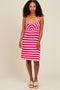 Pink Crochet Striped Sleeveless Dress