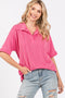Fuchsia Ribbed Collared Top