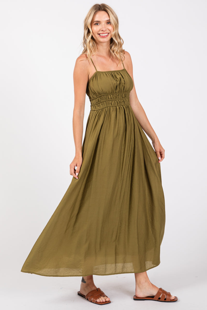 Sleeveless Square Neck Plain Maxi Dress main image 0