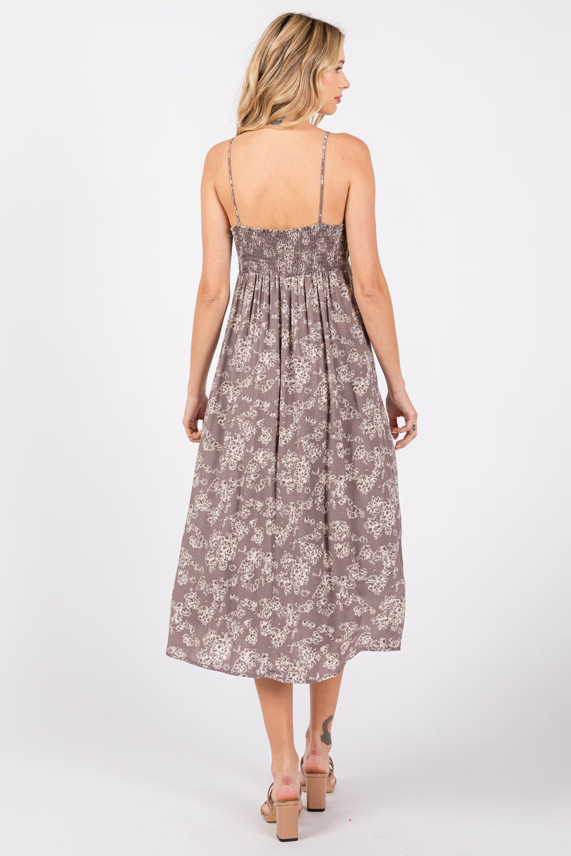 Floral Side Slit Midi Dress