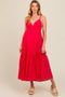 Fuchsia Eyelet Lace Maternity Midi Dress