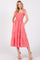 Salmon Smocked Tie Strap Tiered Midi Dress