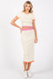 Cream Colorblock Crop Top and Skirt Set