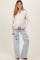 Light Blue Distressed Open Knee Wide Leg Maternity Jeans