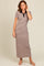 Mocha Striped Collared Side Slit Maxi Dress