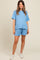 Blue Ribbed Maternity Shorts Set