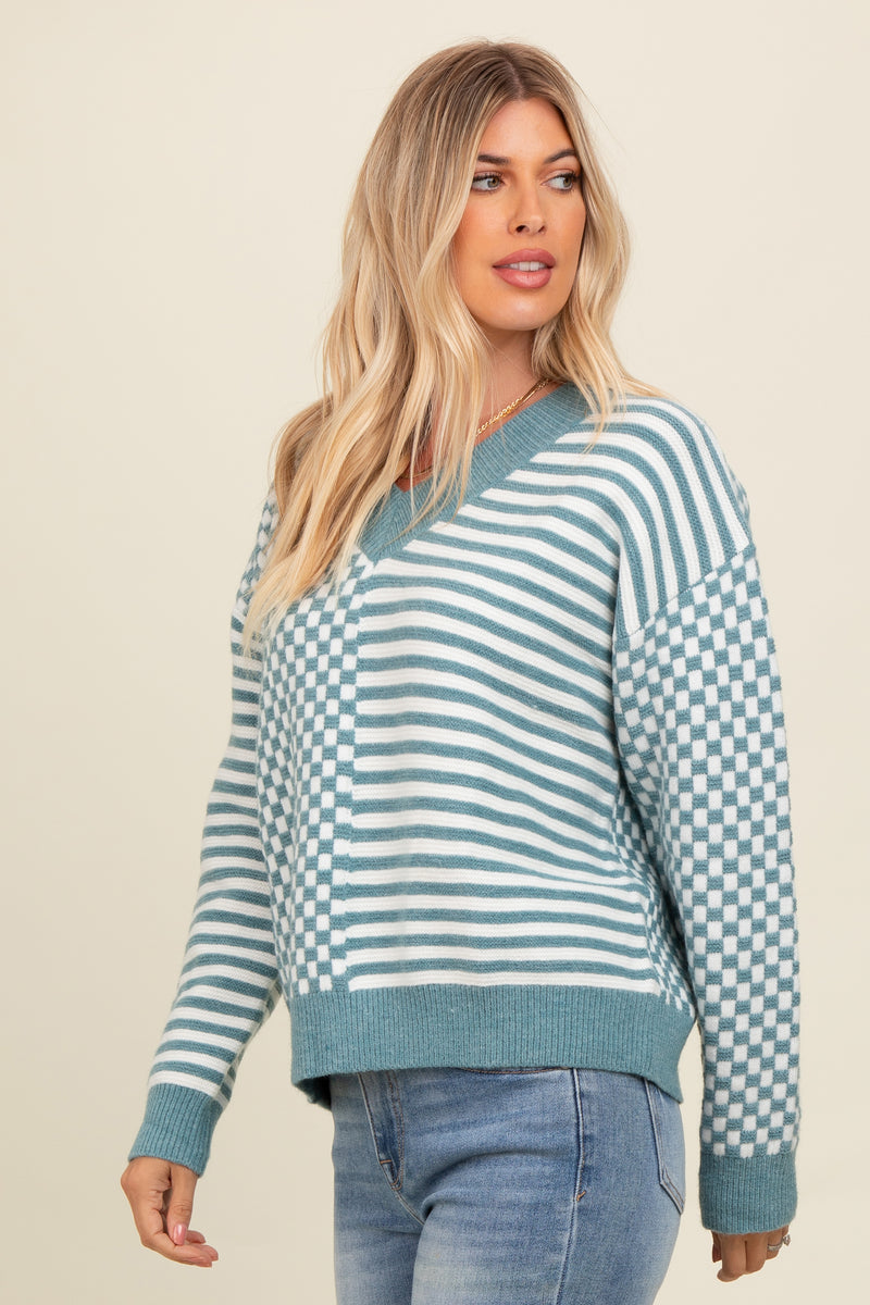 Blue Color Combo Sweater main image 1