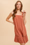 Rust Ruffle Hem Mini Dress