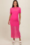 Pink Layered Mesh Maternity Maxi Dress