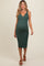 Forest Green Ribbed Fitted Sleeveless Snap Button Maternity Dress