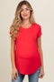 Red Basic Short Sleeve Maternity Top