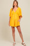 Yellow Textured Open Back Maternity Romper