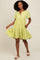 Lime Embroidered Split Neck Dress
