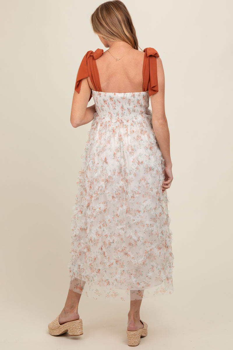 Plus Maternity  Strapless Ruffle Trim Floral Mesh Party Dress main image 0