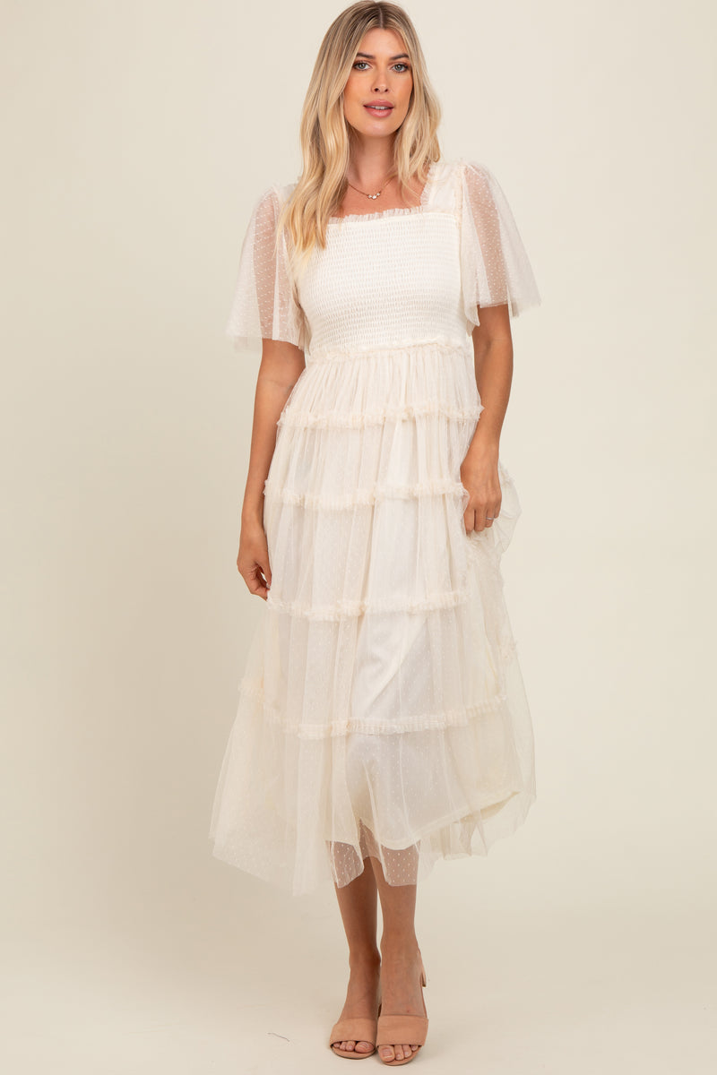 Bruna Mesh Dress - Beige main image 1