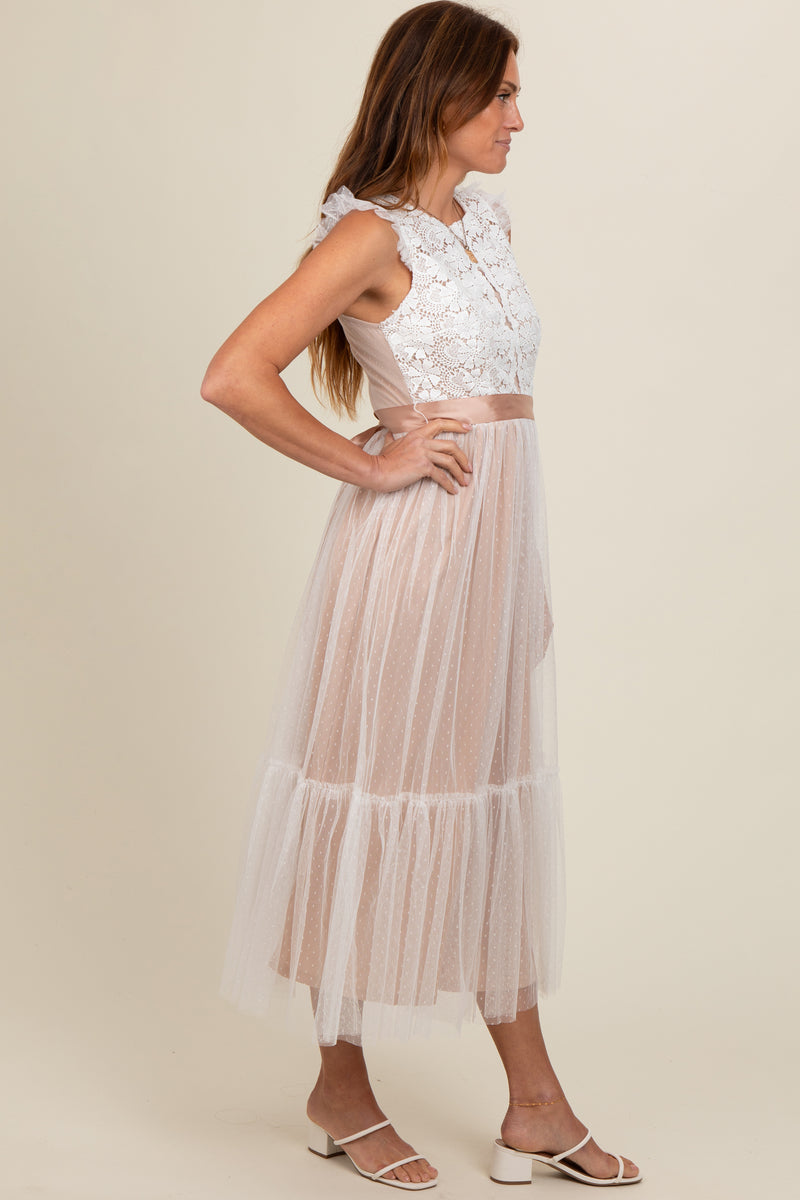 White Tulle & Satin lace top Dress main image 1