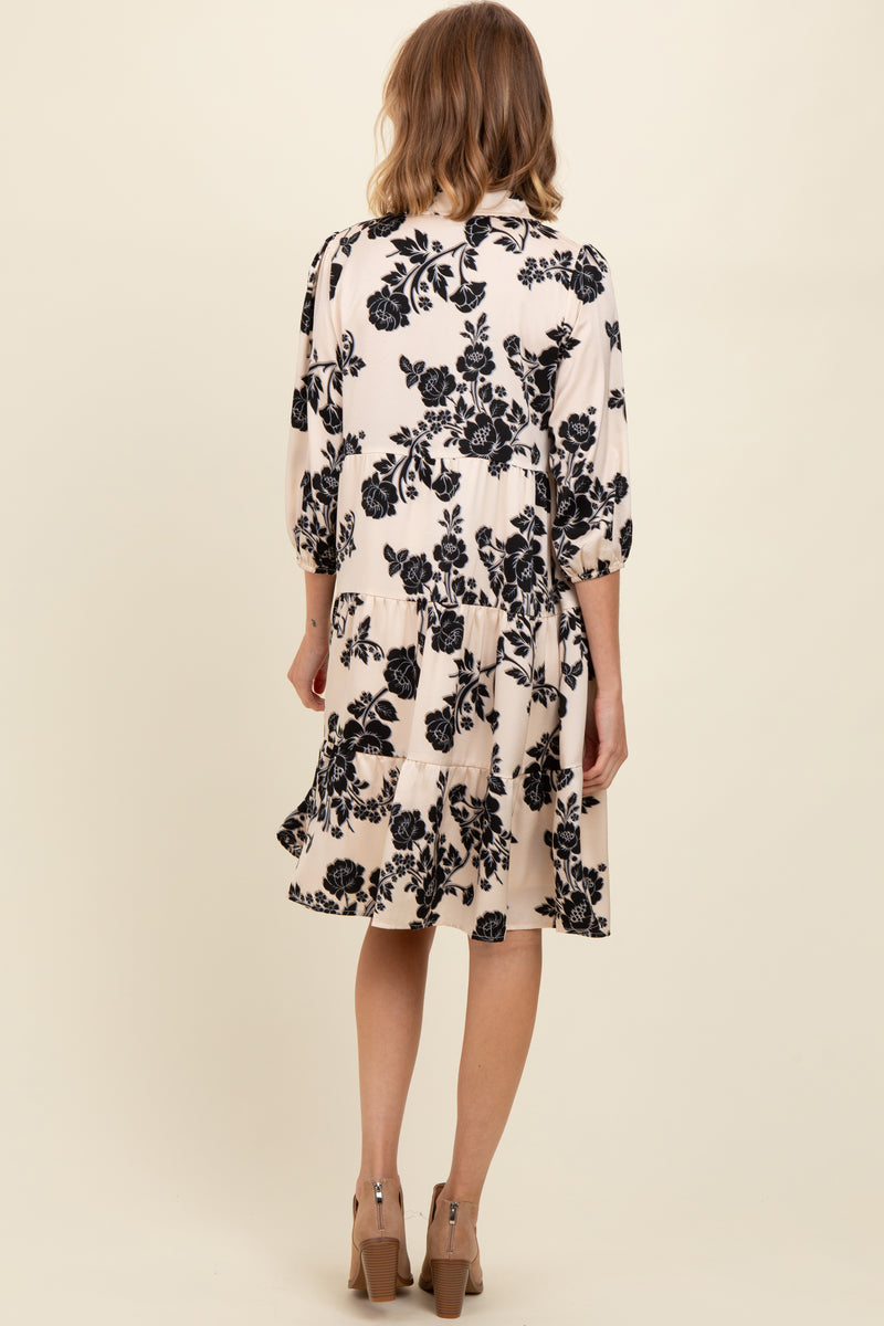 CREAM BUTTON DRESS - CREAM