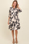 Cream Floral Button Down Collared Dress