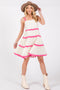 Ivory Contrast Trim Tiered Dress