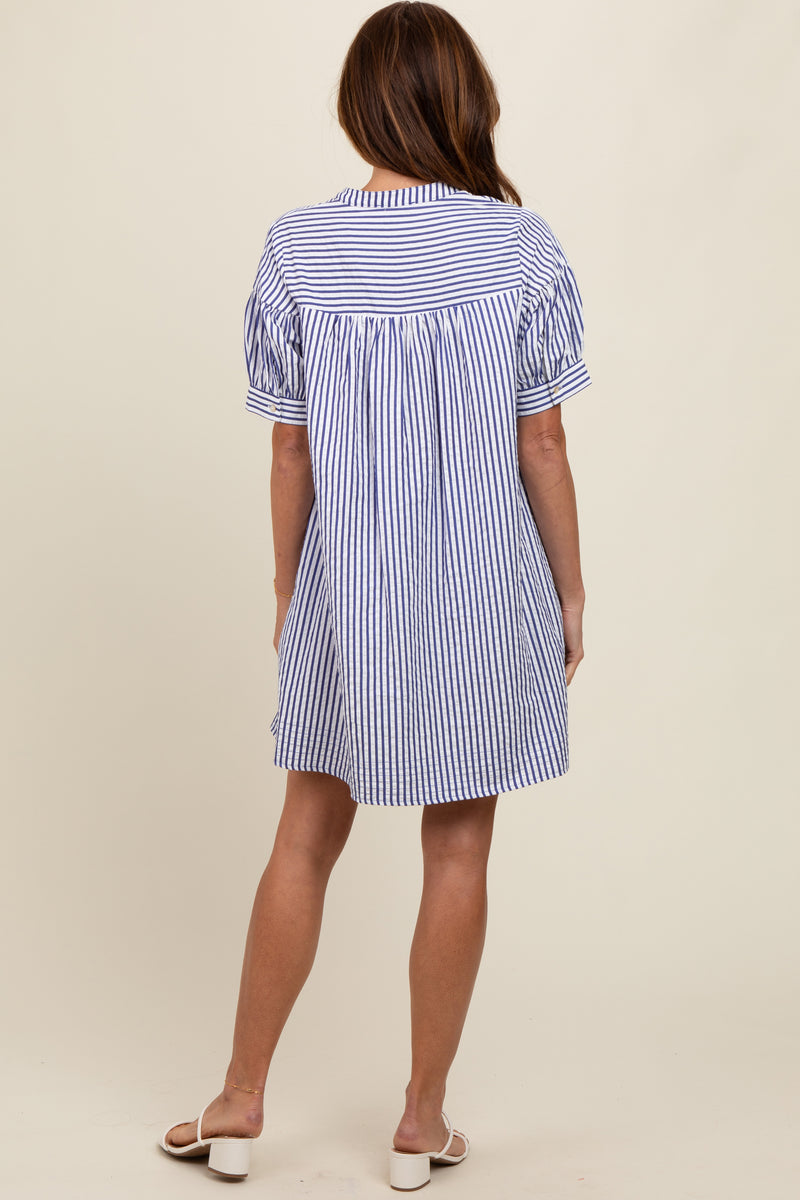 4512118 Navy Blue Striped Jacket Dress