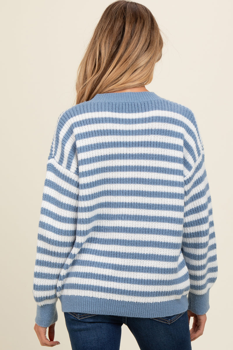 Navy Striped Drop Shoulder Maternity Sweater main image 1