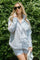 White Striped Button Down Top And Shorts Maternity Set