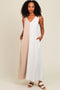 Beige Colorblock Midi Dress
