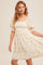Cream Floral Embroidered Smocked Dress