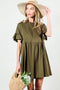 Olive Ruffle Sleeve Dress
