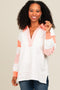 Salmon Striped Colorblock Polo Top