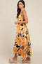 Cream Printed Pleated Maxi Dress