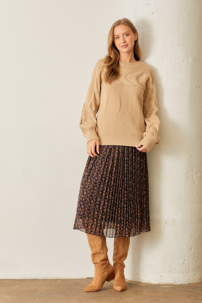 Flower banding skirt (blue, navy) main image 1