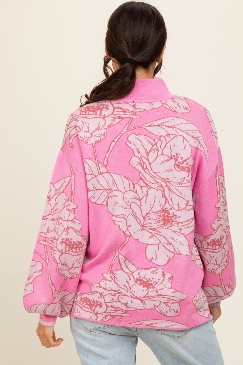 OVERSIZE FLOWER PRINT MOCK NECK SWEATER main image 0