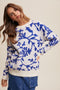 Royal Blue Floral Drop Shoulder Sweater
