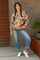 Beige Floral Print Crew Neck Sweater
